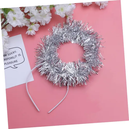 Vista 6 de CALLARON 2pcs Tinsel Hair Band Costumes for Girls Hair Bands for Womens Hair Angel Hair Band White Headband Girl Outfit Tinsel Headband Easter Party