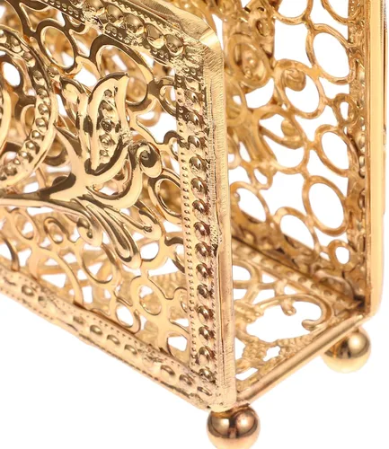 Vista 3 de Retro Metal Napkin Holder Upright Serviette Rack Gold Rectangular Iron Napkin Stand for Restaurant Table and Home Kitchen Decor