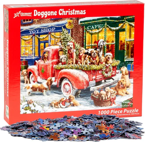 Vista 3 de Vermont Christmas Company Rompecabezas de Navidad Doggone de 1000 piezas