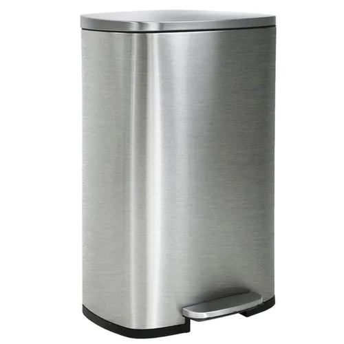 Vista 3 de Cubo de basura de acero inoxidable de 13 galones con tapa, cubos de basura grandes, papelera con pedal para cocina, baño, baño, oficina, papelera