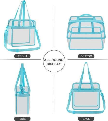 Vista 5 de USPECLARE Clear Tote Bag for Stadium Events, 12x6x12 Transparent Stadium Bag for Work, Sports Games,Gym，Concerts