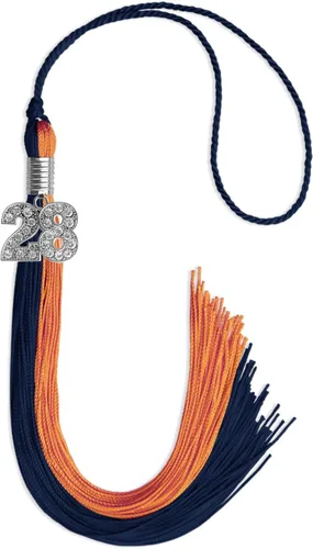 Vista 75 de Endea Graduation Borla de doble color con dije de plata brillante (negro/oro antiguo, 2025)