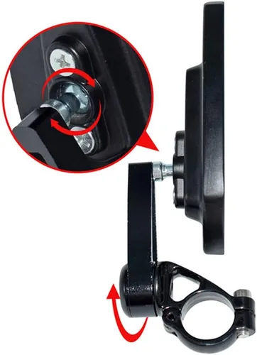 Vista 2 de Espejos retrovisores (derecho e izquierdo) LeaningTech con marco de aluminio negro para motocicletas, para instalación universal en extremos