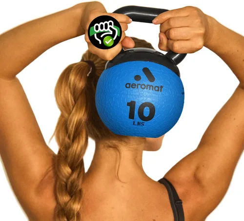 Vista 16 de Aeromat Elite Mini Kettlebells – Weighted Exercise Medicine Ball with Anti-Slip Grip & Wide Handle, Strength Training Kettlebell for Squats