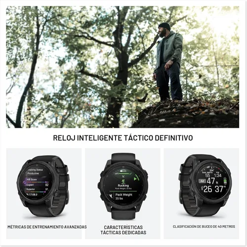 Vista 2 de Garmin tactix® 8 47mm, pantalla AMOLED, reloj inteligente táctico GPS premium, incluye Applied Ballistics Ultralight™ Solver