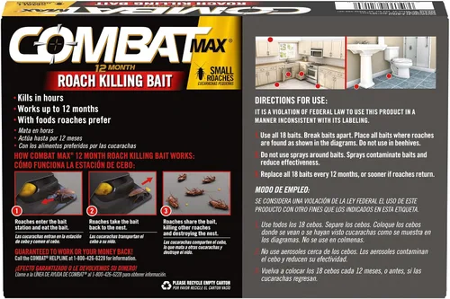 Vista 6 de Combat Max 12 meses de cebo para matar cucarachas, cucarachas pequeñas
