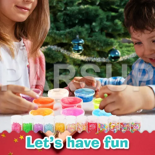 Vista 6 de Calendario de Adviento de Slime de Navidad 2025 para Niños, Set de Regalo Sorpresa de Fiesta de Cristal para Niños, Calendario de Cuenta Regresiva