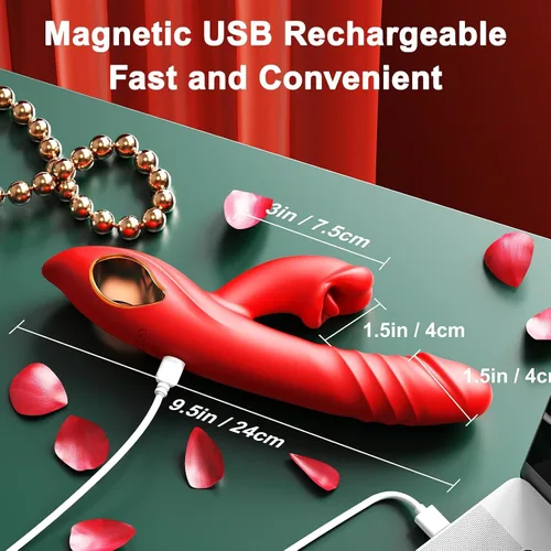 Vista 6 de Consoladore Vibrador de Empuje, Juguetes Sexuales para Adultos, 4EN1 Vibradores para Punto G, Estimulador de Lengua y Clítoris, Juguetes Sexuales