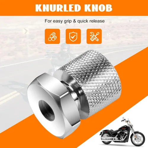 Vista 4 de 3 piezas de tornillo de asiento trasero moleteado de acero inoxidable con tuerca de montaje de asiento solo rosca de 1/4"-20 Patrón de calavera
