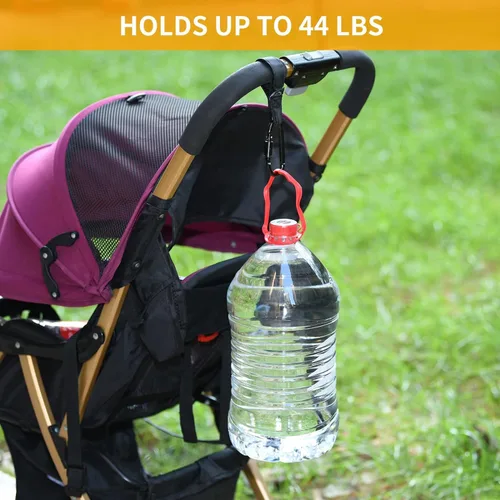 Vista 7 de Ganchos para cochecito de bebé, ganchos para colgar bolsas de pañales, ganchos multiusos para bolsas de compras de comestibles, correas de cuero