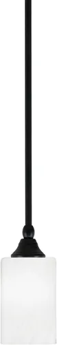 Vista 238 de Toltec Lighting Tallo Colgado Mini colgante, acabado de cobre negro, 3.5" cuadrado humo burbuja vidrio