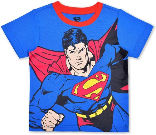 Vista 4 de Warner Bros. DC Comics Superman - Conjunto de sudadera con capucha y cremallera para niños pequeños y pequeños, color azulgris