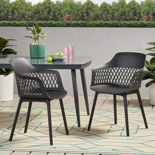 Vista 2 de Christopher Knight Home Madeline - Silla de comedor al aire libre (juego de 2), color negro