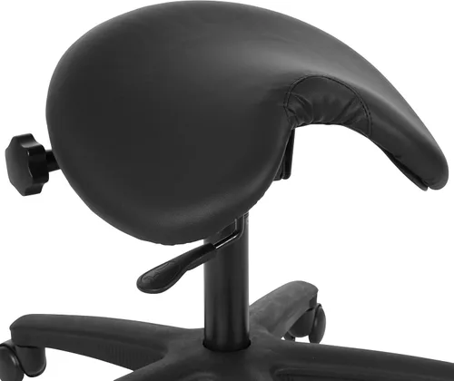 Vista 5 de Silla de dibujo Office Star con asiento sin respaldo y ajuste de ángulo, ajuste neumático de altura de 19 a 24 pulgadas, vinilo negro