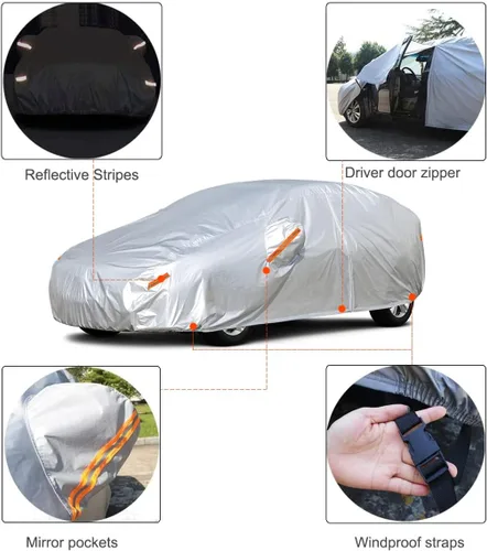 Vista 3 de Kayme Hatchback - Funda impermeable para todo tipo de clima (hasta 177 pulgadas) Protects cars from outdoor UV exposure, blocks blowing dust and