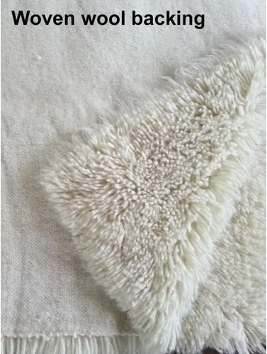 Vista 6 de Alfombras flokati elegantes de bajo perfil, todo el grosor con un pelo más bajo, 100% lana orgánica, alfombra lanuda de lana natural blanquecina