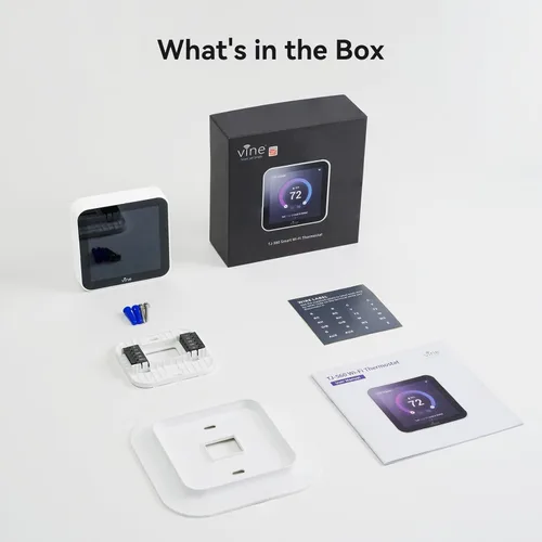 Vista 8 de Vine Termostato inteligente programable TJ-560 de 4 pulgadas con pantalla táctil completa para el hogar con control de aplicaciones, ahorro
