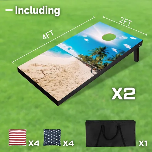 Vista 3 de PetGirl Juego de tableros de cornhole de madera, juegos de cornhole para interiores y exteriores, para adultos y niños, juegos de agujeros de maíz