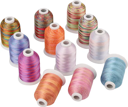 Vista 10 de Simthread s 12 hilo de la máquina del bordado del poliéster del color abigarrado para la mayoría de las máquinas caseras del bordado 1100 yardas