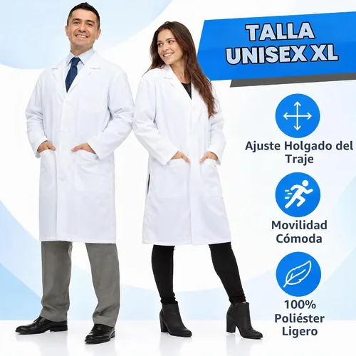 Vista 7 de Dress Up America Abrigo de laboratorio médico unisex para adultos, color blanco