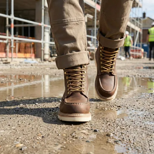 Vista 3 de SUREWAY Botas de trabajo con puntera tipo mocasín para hombre, de 6 Marrón