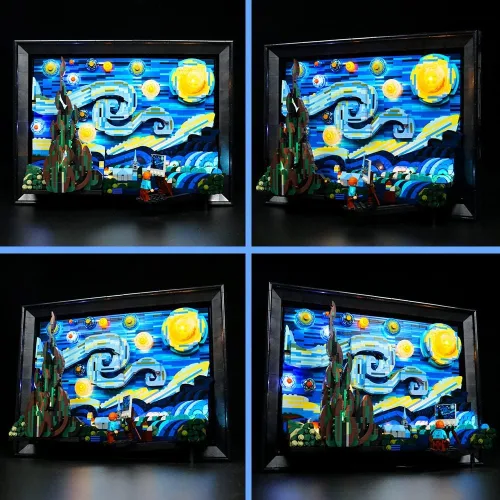 Vista 8 de VONADO Kit de luces LED compatible con Starry Night Lego 21333, iluminación de bricolaje para Van Gogh Starry Night (sin modelo), luces decorativas