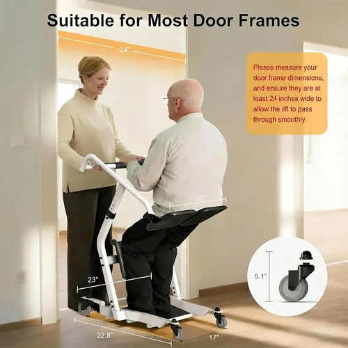 Vista 5 de WHLICKS Elevador de asistencia de pie, silla de transporte de paciente sentado a pie para ancianos, silla elevadora para uso en el hogar