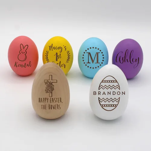 Vista 6 de Huevo de Pascua personalizado para bebés, regalos de Pascua para bebés, regalos de Pascua para niños pequeños, huevos de Pascua de madera, rellenos