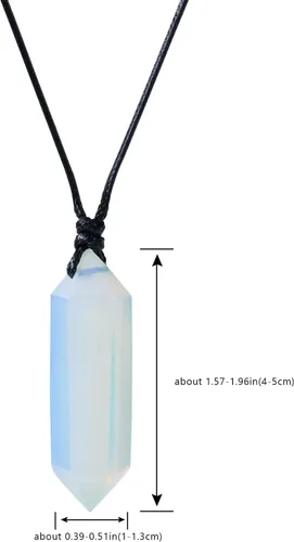 Vista 2 de Collar de cristal natural de doble punta hecho a mano con colgante tejido de piedras preciosas pulidas Reiki Energy Stone para hombres y mujeres