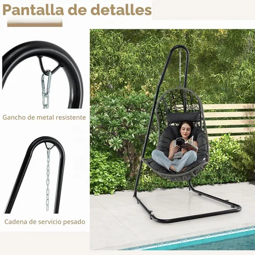 Vista 5 de Giantex - Soporte para silla de hamaca ajustable de acero macizo para sillas y columpios, altura ajustable de 78.0 in a 8.5 in