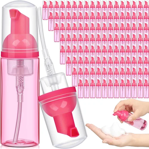 Vista 7 de Dandat 120 dispensadores de jabón de espuma de plástico de 2 onzas, botella de bomba de espuma recargable a granel, botellas vacías de limpieza