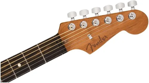 Vista 5 de Fender American Acoustasonic Jazzmaster - Guitarra eléctrica acústica de caoba, Bourbon Burst, diapasón de ébano, con bolsa de concierto