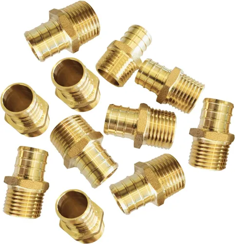 Vista 10 de 2 piezas Pex Barb Crimp accesorios de latón 1/2 pulgadas x 3/4 pulgadas NPT adaptador macho ASTM F1807,Para agua potable PEX1807024 (2)