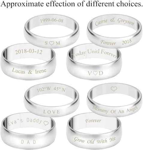 Vista 2 de Juego de anillos de acero inoxidable para parejas personalizado para él y ella, amor real, collares de compromiso, boda, día de San Valentín