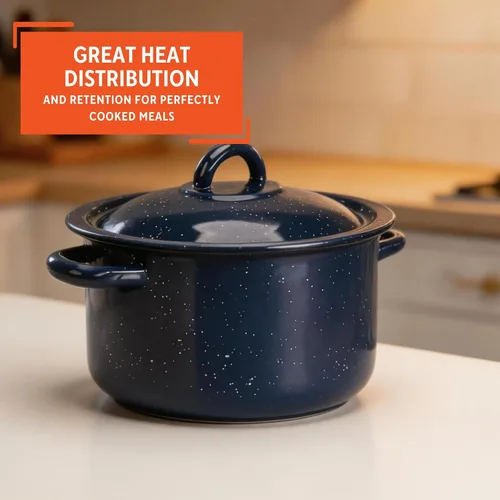 Vista 5 de IMUSA USA C20666-1062810W - Olla de acero esmaltada moteada con tapa, 4 cuartos de galón, azul