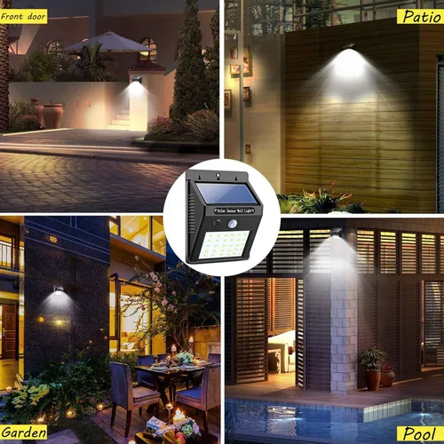 Vista 7 de Luces solares con sensor para exteriores, 30 LED, inalámbricas, impermeables, de seguridad, con sensor de movimiento solar, luces de pared