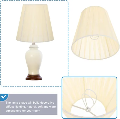 Vista 8 de Baluue Pantallas de lámpara pequeñas – 2 piezas con clip en la pantalla de la lámpara de tela suave de hongos plisados para lámparas de mesa, luces
