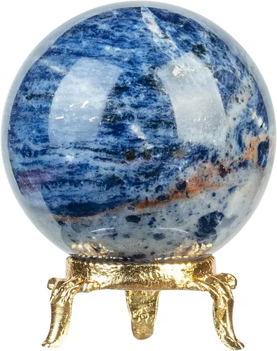 Vista 12 de ZAICUS Bola de esfera de piedra de sangre africana con soporte de metal, bola de piedras preciosas para brujería y bolas decorativas, escultura