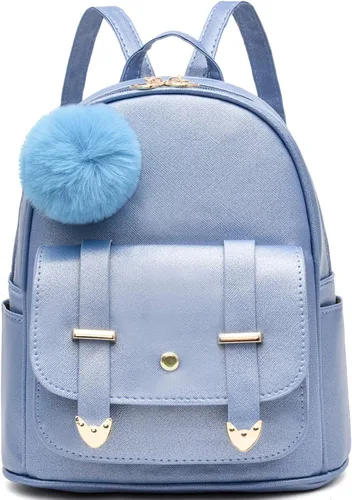 Vista 11 de I IHAYNER Mochila de moda para niñas, mini mochila para mujeres, adolescentes y niñas, monederos de piel sintética con pompón, bolsa de hombro