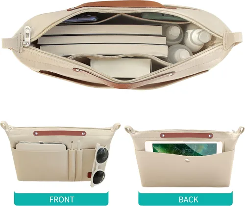 Vista 3 de Soyizom Organizador de bolso, organizador de bolsa de inserción para bolsos, organizador de fieltro con cremallera y bolsa de llavero en la bolsa