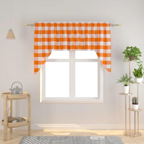 Vista 228 de Cenefas de cortina para ventana de 16 pulgadas de largo, 2 paneles de cuadros búfalo, cortinas pequeñas con bolsillo para barra, estilo clásico
