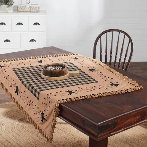 Vista 2 de VHC Brands Pip Vinestar Table Topper 20x20, Kitchen and Dining Room Decor, Tabletop Accessory, Cotton, Pip Vinestar Collection, Square 20x20, Natural