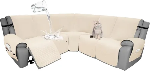 Vista 73 de Fundas de terciopelo 10% impermeables para sofá modular reclinable en forma de L, 1 pieza, fundas acolchadas para sofá reclinable esquinero, juego