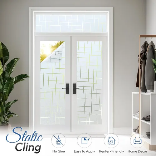 Vista 5 de rabbitgoo Película de privacidad para ventana, película de vidrio esmerilado, adhesivo decorativo de privacidad, bloqueo UV, adhesivo estaico