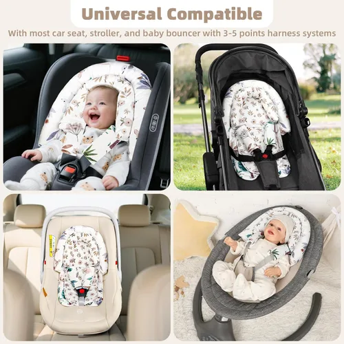 Vista 5 de Inserto de asiento de automóvil infantil 2 en 1, inserto mejorado para asiento de automóvil recién nacido, transpirable y suave, soporte