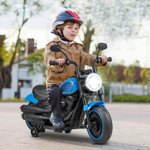 Vista 2 de Costzon Motocicleta para niños pequeños, motocicleta eléctrica alimentada por batería de 6 V con ruedas de entrenamiento desmontables, arranque
