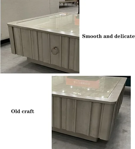 Vista 5 de Mesa de té para sala de estar, mesa de centro cuadrada de mármol, mesa de café retro para el hogar, mesa de centro con cajón de almacenamiento
