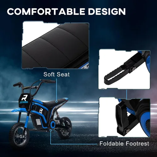 Vista 9 de Aosom Bicicleta Eléctrica de Tierra con Acelerador de Puño Giratorio, 24V 350W Motocicleta Eléctrica Todoterreno, Hasta 15 MPH con Freno, Bocina