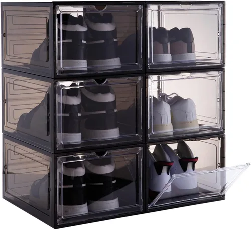 Vista 6 de ZLLZUU Organizador de Zapatos Cajas de Almacenamiento de Zapatos, Paquete de 6 Cajas de Zapatos Grandes con Puerta Frontal Abatible con Puerta
