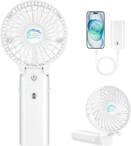 Vista 12 de HandFan Actualizado Ventilador de Mano Silencioso de 10,000 mAh - 4.5 Pulgadas Ventiladores de Mano Grandes Recargables, Ventilador Portátil